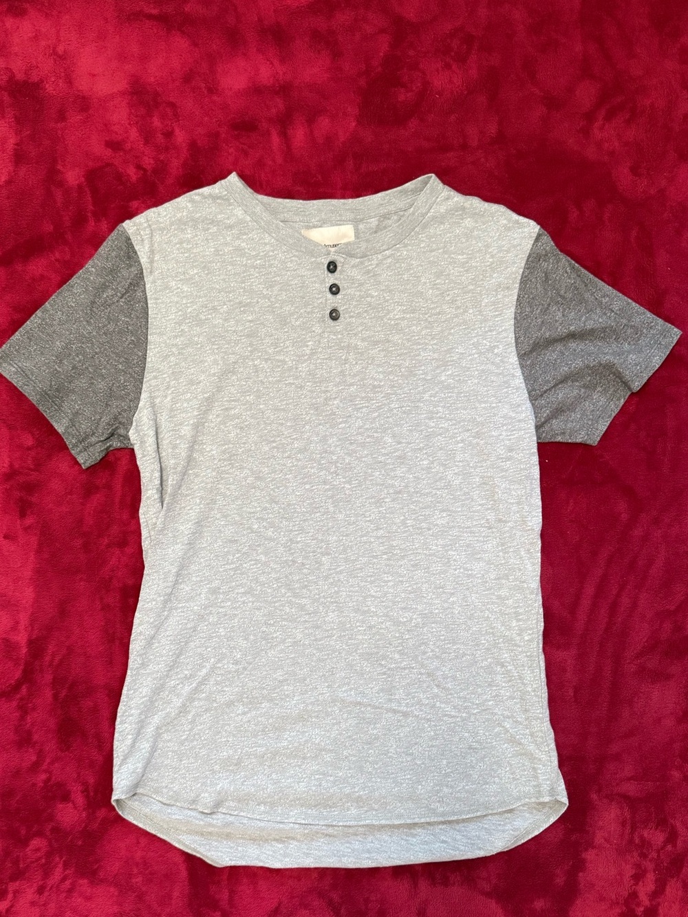 Modern Amusement Light Gray Henley Tee with Dark Gray Sleeves